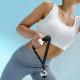 Bluetooth ring tracker worn on body with black strap and silver pendant ball
